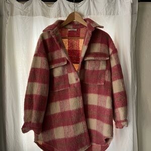 Hazel & Olive Pink & Cream Shacket - Size Large